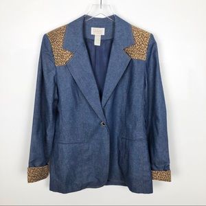 Da Rue 90’s Vintage Cotton Denim Cheetah Blazer 8